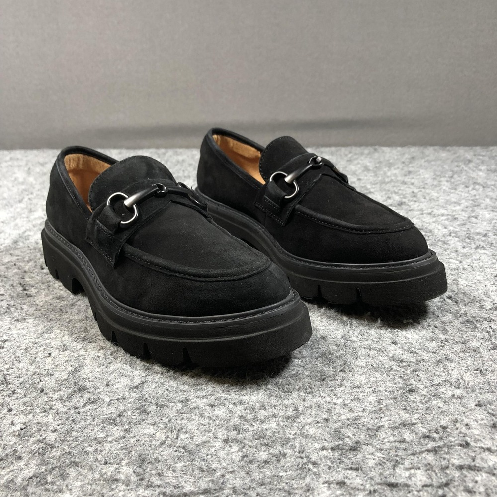 Sofft Loafers Womens 10 Black Leather Slip On Lug Sole Buckle Comfort Shoes